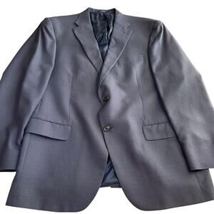Hart Schaffer Marx Navy Blue Birdseye Pattern Jacket Size 48R Made in USA